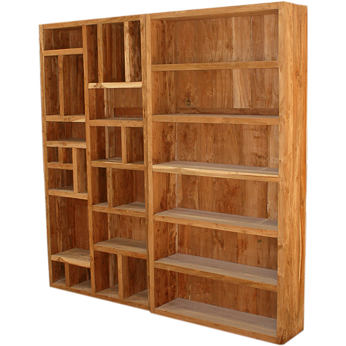 Dvoudílná prostorná knihovna teak