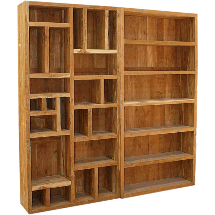 Dvoudílná prostorná knihovna teak