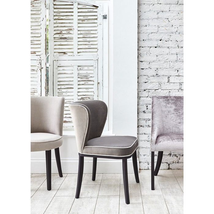 Upholstered dining chair IONA teak - white