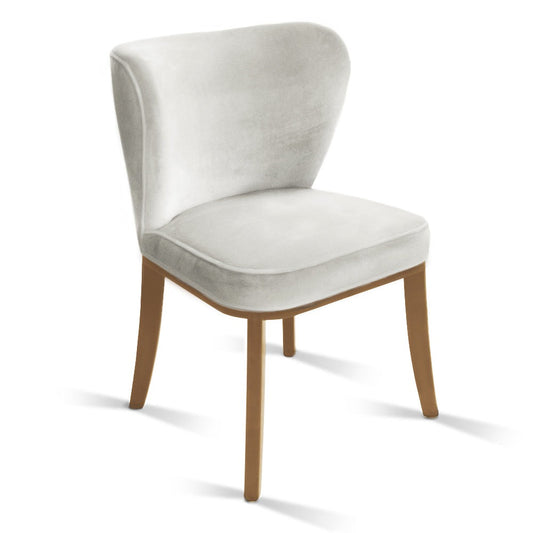 Upholstered dining chair IONA teak - white