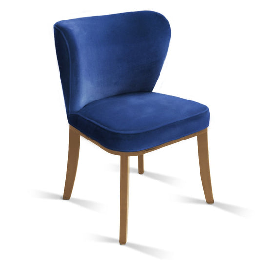 Upholstered dining chair IONA teak - blue