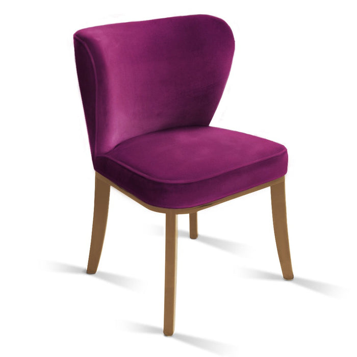 Upholstered dining chair IONA teak - purple