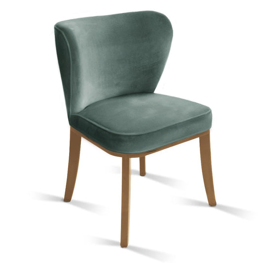 Upholstered dining chair IONA teak - green