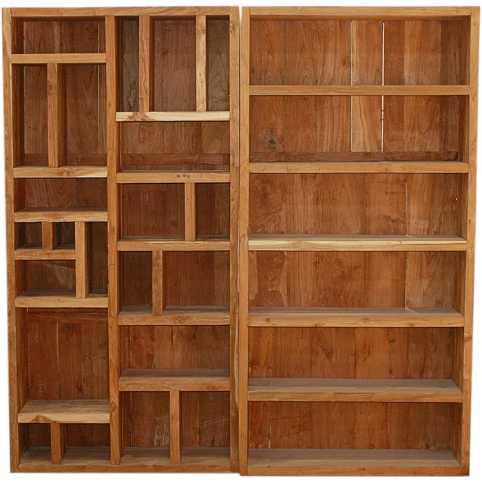 Two-part spacious teak bookcase