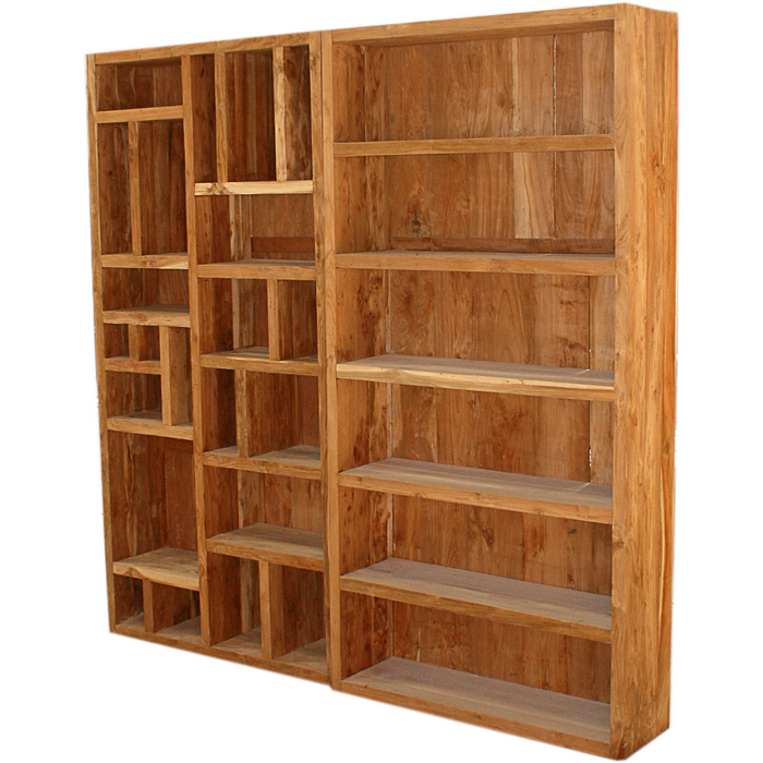 Two-part spacious teak bookcase