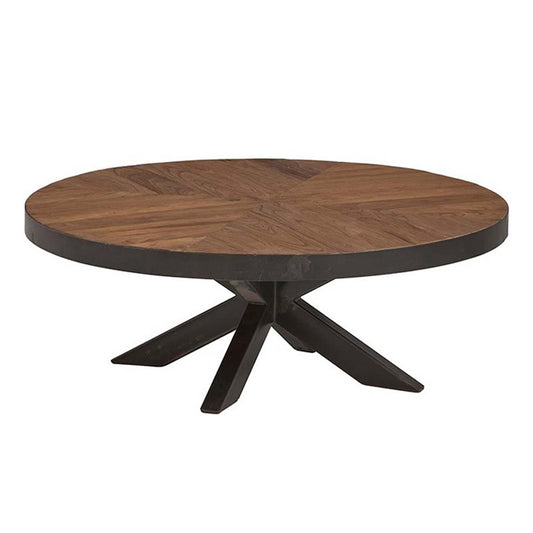 Jamie round dining table made of teak wood and metal 140x140