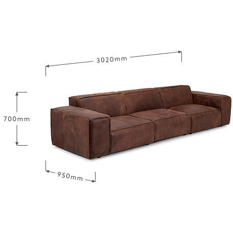 Four-seater leather modular sofa Jagger 302cm