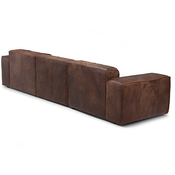 Jagger leather modular sofa with footstool 302cm