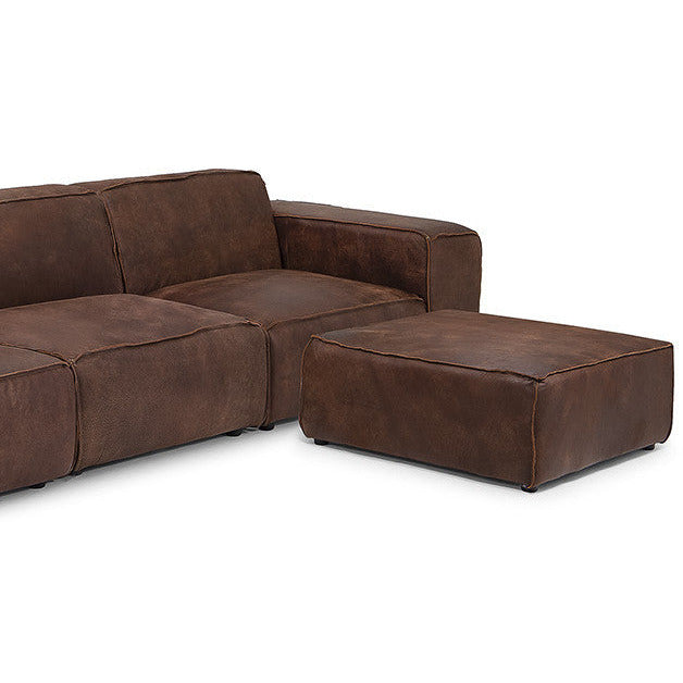 Jagger leather modular sofa with footstool 302cm