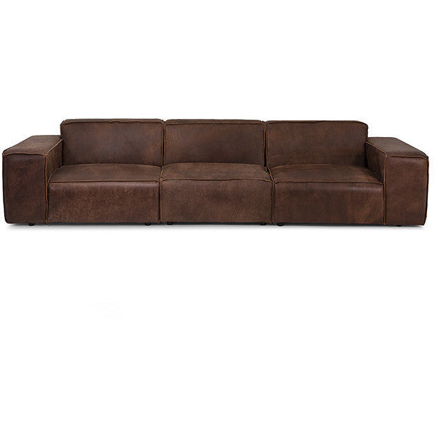 Four-seater leather modular sofa Jagger 302cm