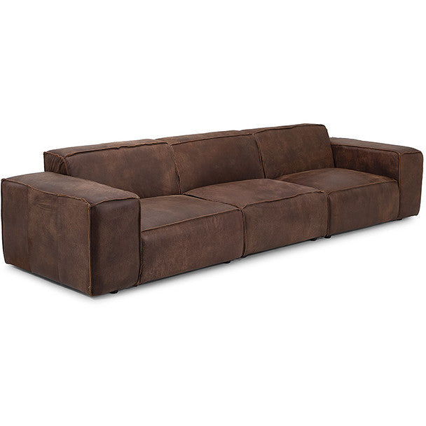 Four-seater leather modular sofa Jagger 302cm