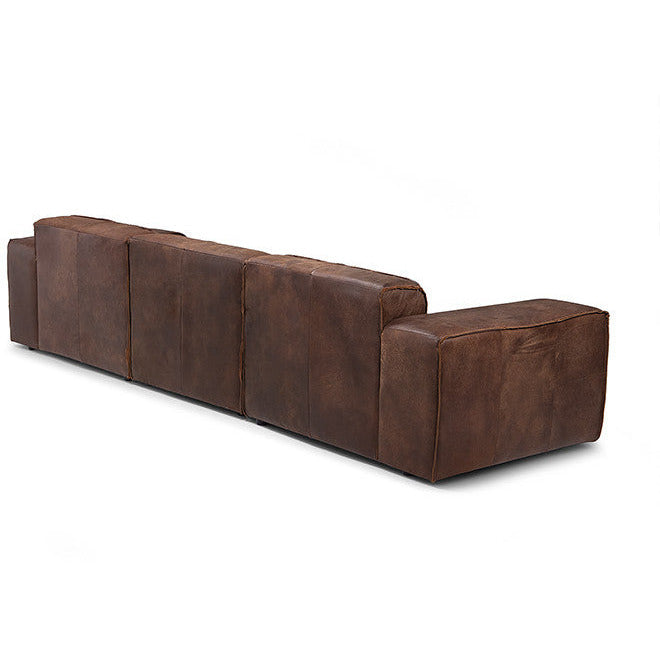 Four-seater leather modular sofa Jagger 302cm