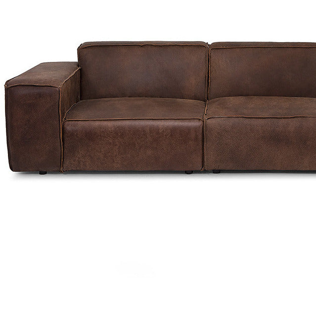 Four-seater leather modular sofa Jagger 302cm