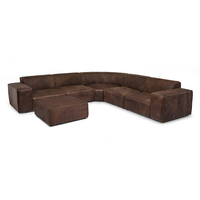 Leather Grand corner modular sofa Jagger 326x326cm with footstool