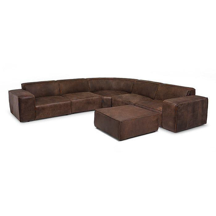 Leather Grand corner modular sofa Jagger 326x326cm with footstool