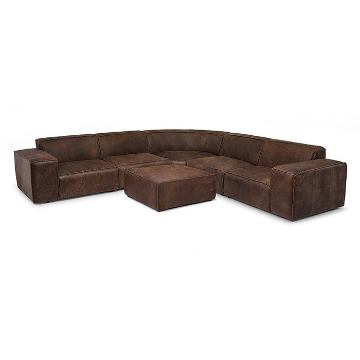 Leather Grand corner modular sofa Jagger 326x326cm with footstool