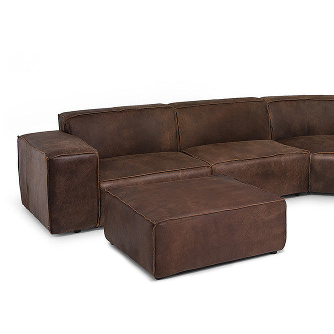 Leather Grand corner modular sofa Jagger 326x326cm with footstool