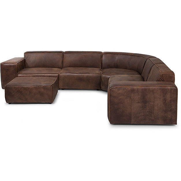 Leather Grand corner modular sofa Jagger 326x326cm with footstool