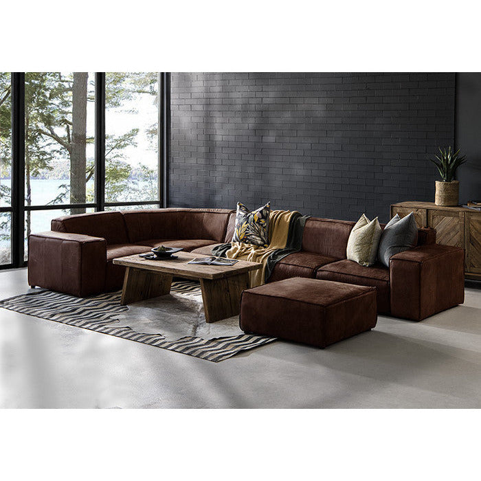 Leather Grand corner modular sofa Jagger 326x326cm with footstool