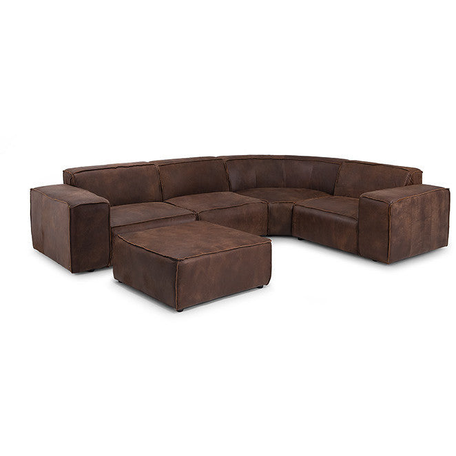 Leather corner modular sofa Jagger 326x236cm with footstool