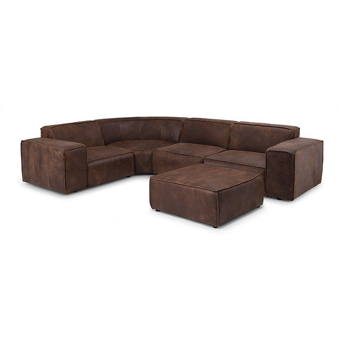 Leather corner modular sofa Jagger 326x236cm with footstool