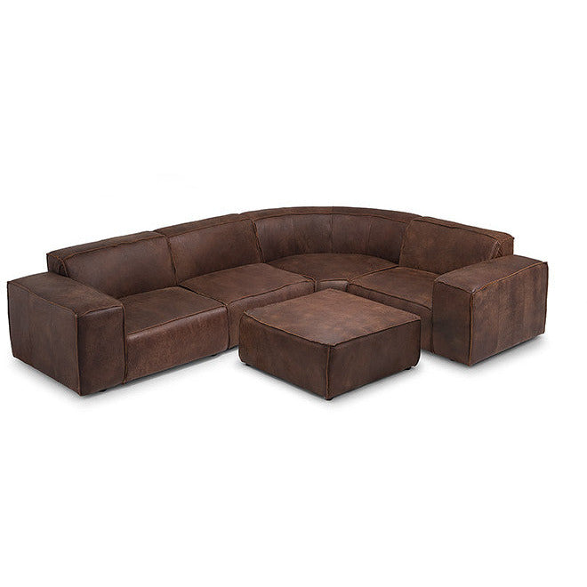 Leather corner modular sofa Jagger 326x236cm with footstool