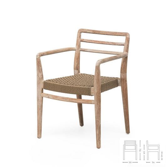 JADA dining chair made of reclaimed teak wood with armrests