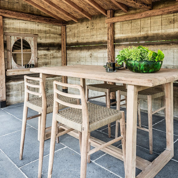 DELMON outdoor bar table made of natural regenerated teak