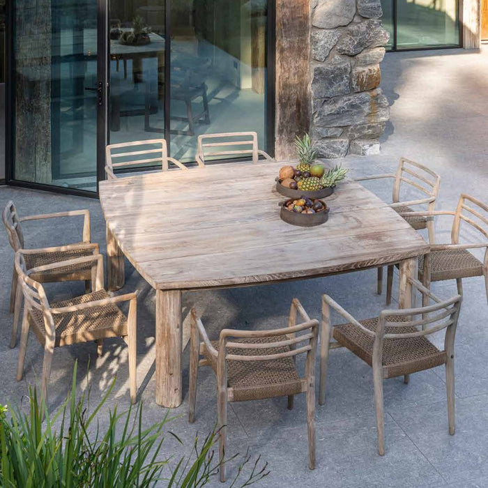 Square outdoor dining table MILA made of natural regenerated teak