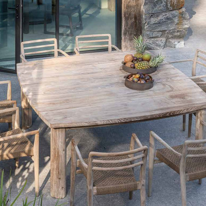 Square outdoor dining table MILA made of natural regenerated teak