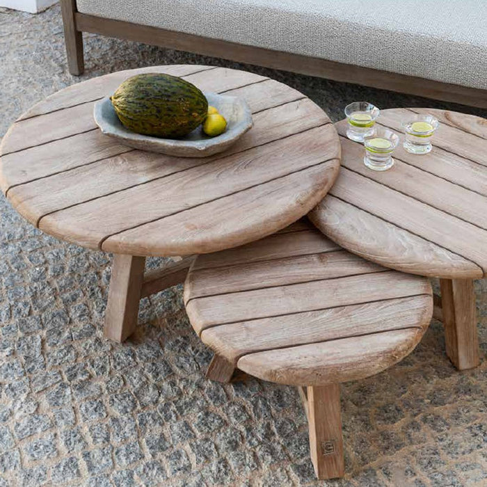 ANDY Trio coffee tables made of reclaimed teak wood