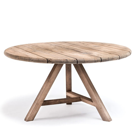 Round outdoor dining table ANDY from natural regenerated teak