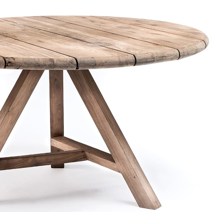 Round outdoor dining table ANDY from natural regenerated teak