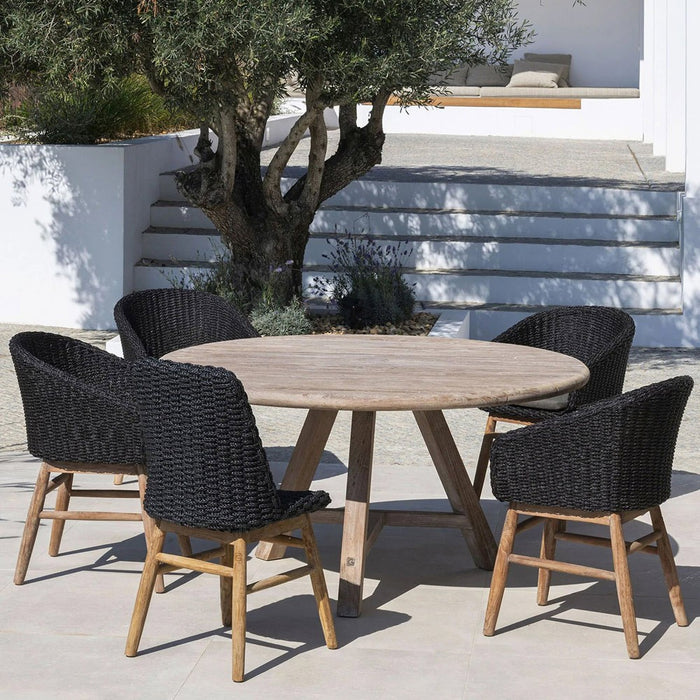 Round outdoor dining table ANDY from natural regenerated teak