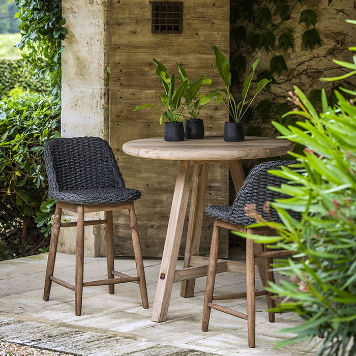 Round bar table ANDY from natural regenerated teak