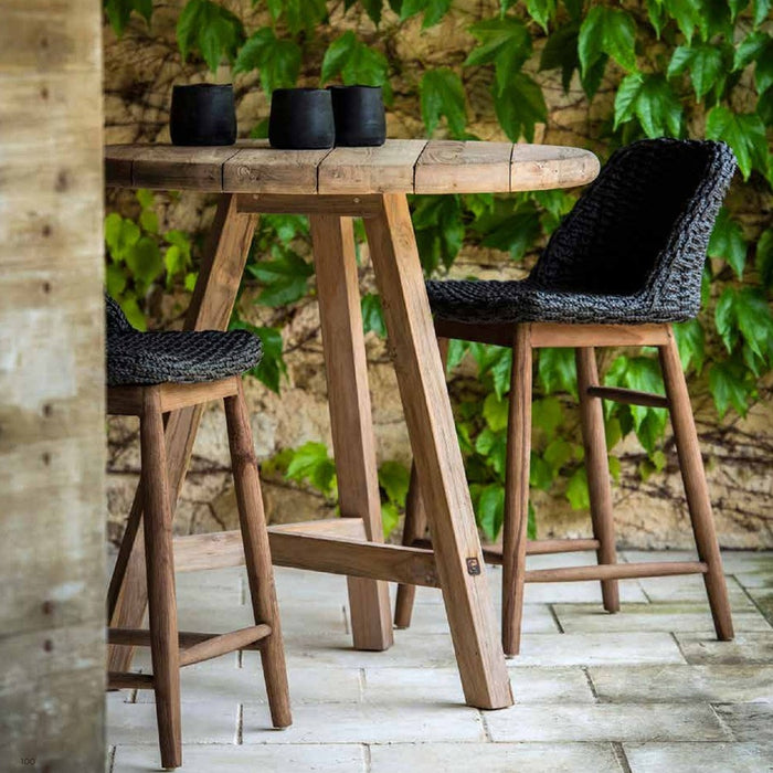 Round bar table ANDY from natural regenerated teak