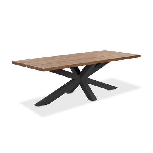 Outdoor dining table TIMOR (straight) made of teak wood and anthracite aluminum