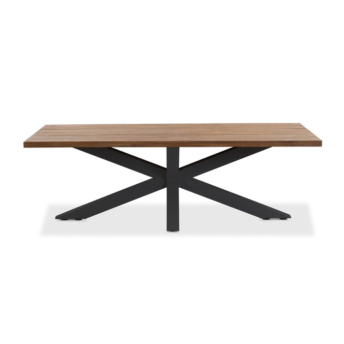 Outdoor dining table TIMOR (straight) made of teak wood and anthracite aluminum