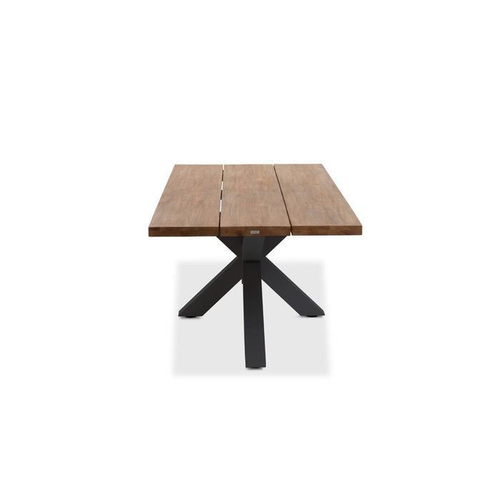 Outdoor dining table TIMOR (straight) made of teak wood and anthracite aluminum