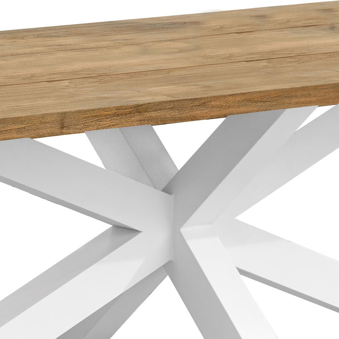 Outdoor dining table TIMOR (straight) made of teak wood and white aluminum