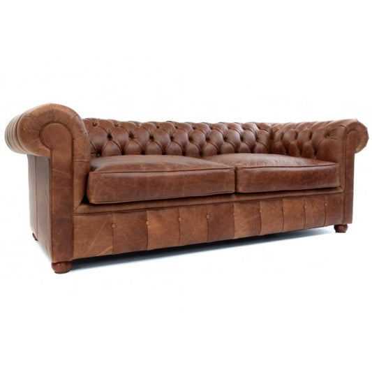 Three-seater Chesterfield sofa - Vintage light leather