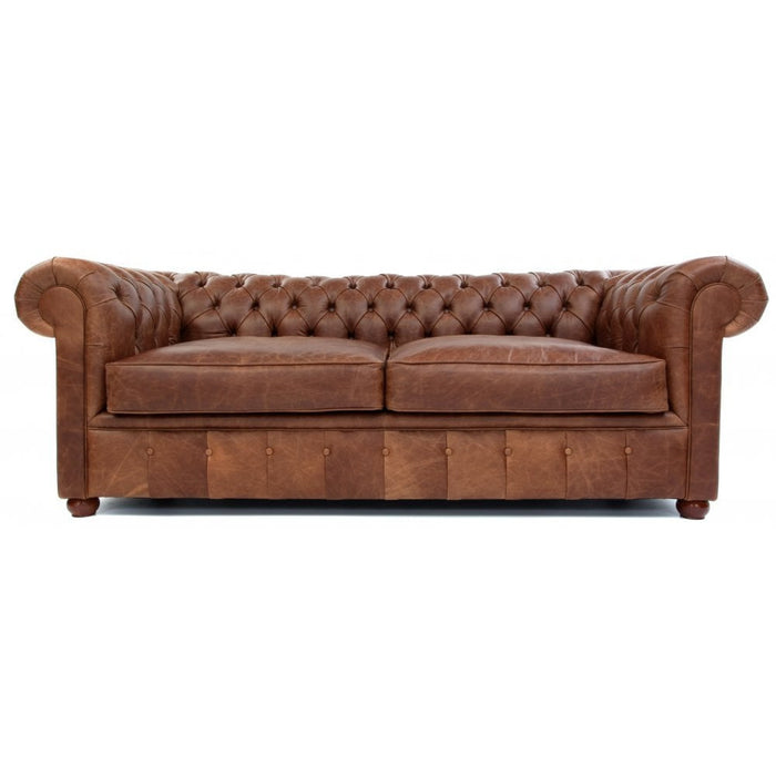 Three-seater Chesterfield sofa - Vintage light leather