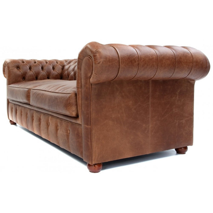 Three-seater Chesterfield sofa - Vintage light leather