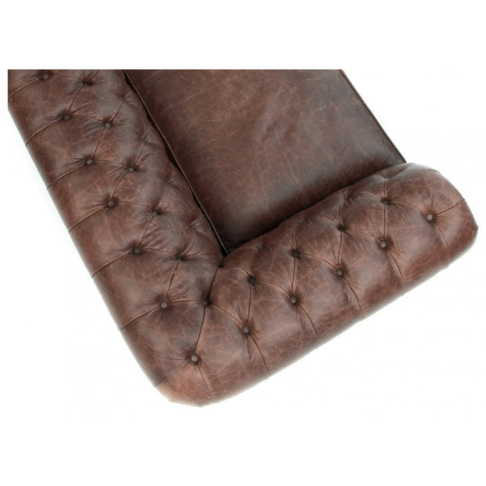 Four-seater Chesterfield sofa - Vintage dark leather