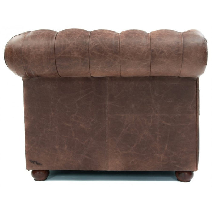 Four-seater Chesterfield sofa - Vintage dark leather