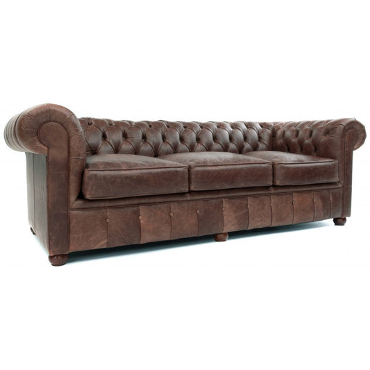 Four-seater Chesterfield sofa - Vintage dark leather